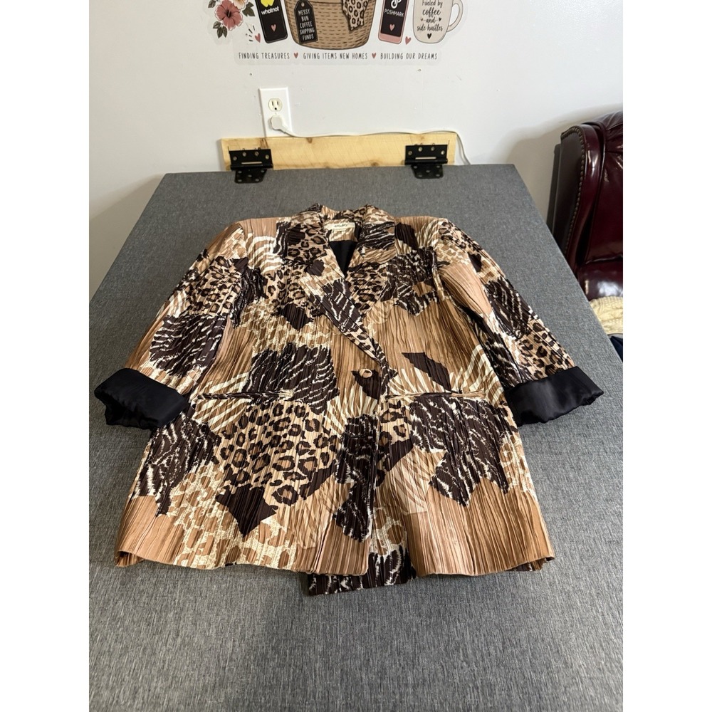 Vintage Mighty Women's Animal Print Oversize Blazer Jacket Sz L